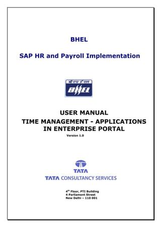 bhel sap|Bhel SAP HR and Payroll Implementation: User Manual Time.